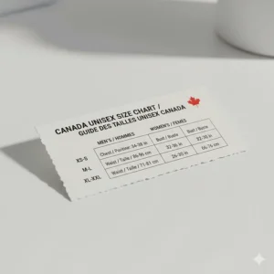 A bilingual English and French sizing guide for men's and women's heated base layers in Canada.