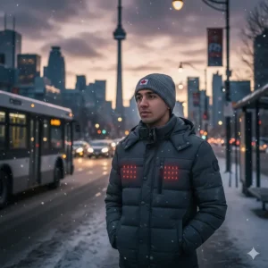 Close-up of tear-resistant fabric used in a high-quality, affordable heated jacket under 200 dollars.