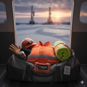 Essential heated gear for FIFO workers at remote oil sands camps in Northern Alberta.