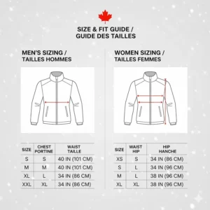 Lightweight heated jacket liner being worn under a shell for skiing or snowboarding in Canada.