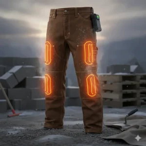 Flexible heated base layer pants for construction workers providing warmth without restricting movement.