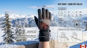 A clear sizing guide for men's and women's heated ski gloves to ensure a snug, thermal-efficient fit for winter sports.
