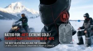 Alt text for illustration 5: An icon-based graphic displaying the balaclava’s temperature rating, highlighting its performance in severe Canadian cold of -40°C.