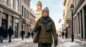 Top-rated heated scarf (foulard chauffant) with bilingual English and French packaging for Canadian shoppers.