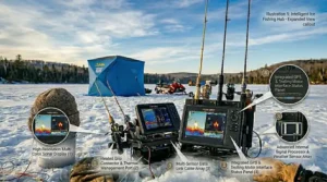 Illustration showing how to wash heated socks after a weekend of ice fishing in the Canadian wilderness.
