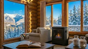 A well-ventilated garage workshop in Canada equipped with an indoor propane space heater to maintain a comfortable working temperature.
