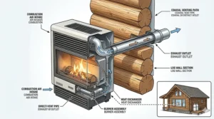 Photorealistic technical illustration 3 in 4K: a detailed cutaway of an outdoor propane tank setup for an off-grid Canadian cabin, explaining the regulator system, automatic changeover, and specialized insulated blankets for extreme cold.