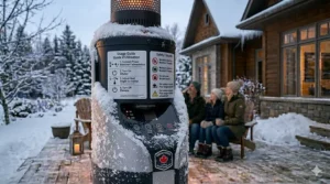 Canadian guide for outdoor heating (chauffage de terrasse) during the winter season.