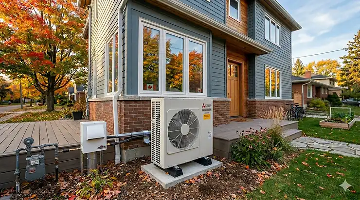 A well-insulated residential garage in Canada during winter, featuring an efficient space heater as a homeowner looks for the cheapest way to heat a garage.
