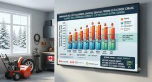 A graph comparing seasonal propane utility costs versus electricity rates for garage heating in Canada.
