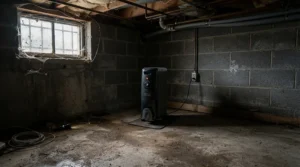 Proper corner placement of a crawl space heater for cold climate to ensure even heat distribution.