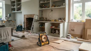 Comparing an electric fireplace insert vs freestanding electric fireplace during a home living room renovation.