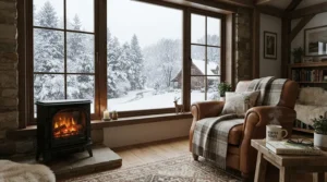 Using an electric fireplace insert vs freestanding electric fireplace during a cold Canadian winter day.